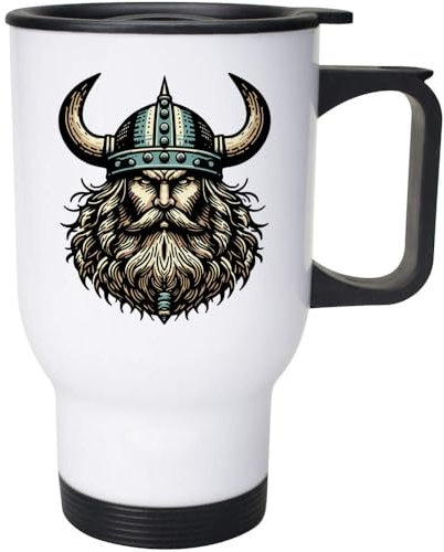 Azeeda 400ml 'Viking Warrior Head' Reusable Coffee/Travel Mug (MG00078998)