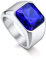 Bandmax Ring Blau Siegelring Edelstahl Ringe für Damen Größe 59mm Ring mit blauem Stein 12MM breit Bandring Freundschaftsring Accessoires Modeschmuck für Geburtstag