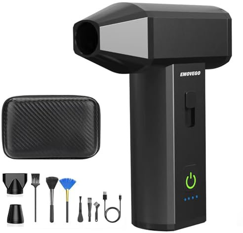 Compressed Air Duster, Blower Fan, Electric Duster 130000RPM Keyboard Cleaner - Car Cleaning Kit Turbine Fan Jet Fan No Air Canned Duster for Cleaning, Infinite Gear Adjustment, Free Storage Box