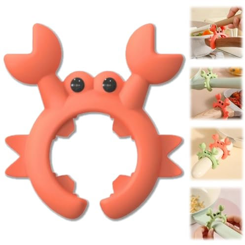 Crab Spatula Holder,Crab Utensil Rest Crab Spoon Holder,Anti-Scalding Silicone Utensil Holder,Adjustable Crab Utensil Holder Silicone Spatula Holder,Easy Gadgets for Kitchen,Silicone Spoon Rest,Orange