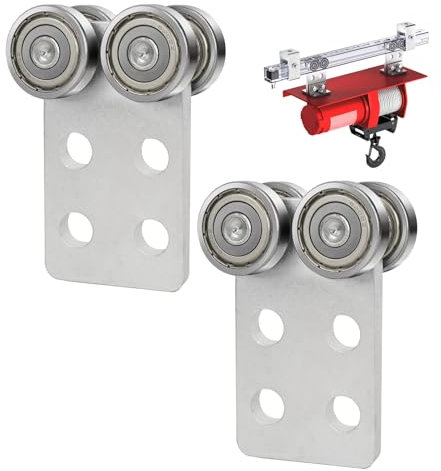 Unistrut Trolley Assembly Strut Rollers Stainless Steel 4 Wheel Silent Unistrut Rollers for 1-5/8 Wide or Taller Strut Channel Hoist Trolley Track,Sliding Rail Track System for Garages or Warehouses.