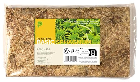 PlantMe Sphagnum Moos für Zimmerpflanzen und Moosstäbe, Rankstäbe, Orchideen, Karnivoren ergibt 10L (200g)