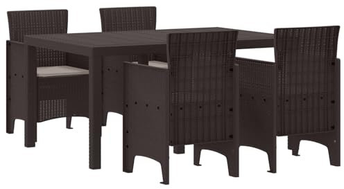 vidaXL Garten Essgruppe 5 STK. Braun Polt Rattan