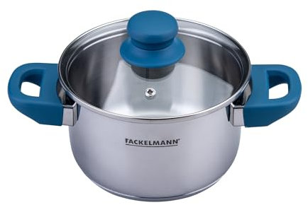 Fackelmann Olla Essential Ø 16 cm, acero inoxidable, con asas ergonómicas de baquelita apta para todo tipo de fuegos, con escala de litros
