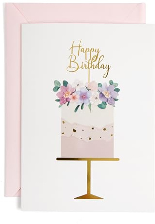 apearrie Birthday Cards for Women Happy Birthday Card, Birthday Card for Wife, Mom & Girlfriend, Elegant 5x7 Gold Foil Card