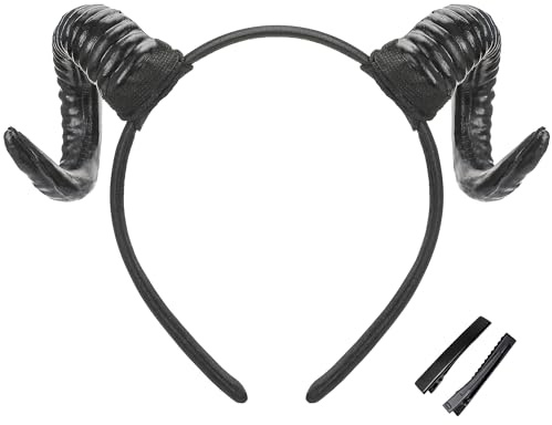 MOSTORY Teufelshorn Stirnband für Renaissance Kostüm, Schwarz Devil Haarband mit Clips für Karneval Cosplay