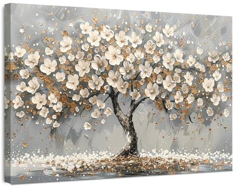 Immagine da parete con cornice 30×40 cm – Elegante dipinto su tela con fiori e natura per soggiorno, camera da letto, cucina, ufficio – Motivo paesaggio incluso ganci, chiodi e fissaggio magico con