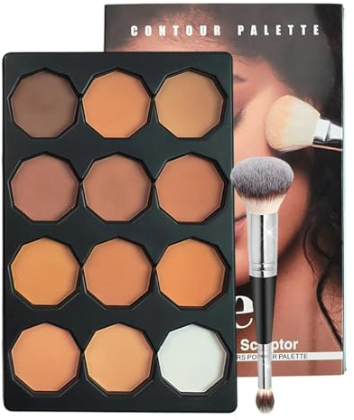 Joyeee Palette per il Trucco Contouring da 12 Colori, Illuminante Correttore Terra Abbronzante con Pennello per il Trucco, Fondotinta a Lunga Tenuta e Coprenza Totale