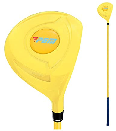 Driver de golf n°1 en bois 18D avec manche en graphite pour droitier, enfants, débutants, garçons et filles, bâtons d'entraînement pour bébé club de golf en bois (pour 2 à 3 ans, jaune)