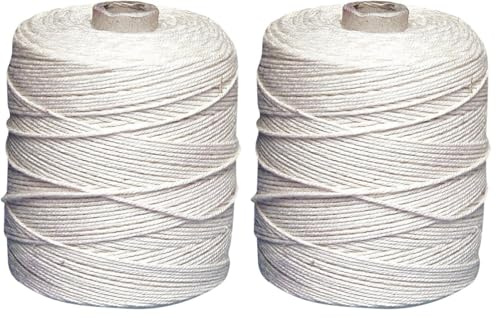 Rayher 7205000 Kettgarn, Rolle 220 m, 6-fädig, weiß, 35% Baumwolle, 65% Polyester, zum Bespannen von Webrahmen, Häkelgarn, 1 mm, 1-Pack (Packung mit 2)