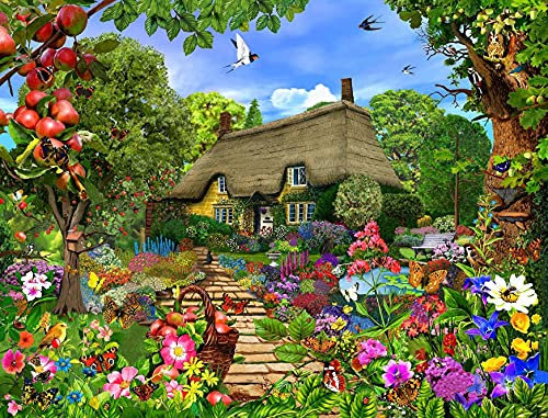 Englisches Gartenhäuschen mit Reetdachhaus - 1000 Teile Puzzle