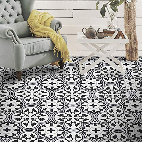 Marokkanische Mosaik & Tile House ctp33–03 Casa 20,3 cm x 8 handgefertigt Zement Fliesen in Grau und Schwarz (12 Stück), grayblack weiß