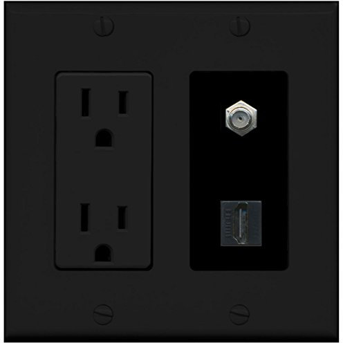 RiteAV HDMI-Koaxialkabel (15 A) und 1 Port, für TV- und F-Typ, dekorative Wandplatte schwarz