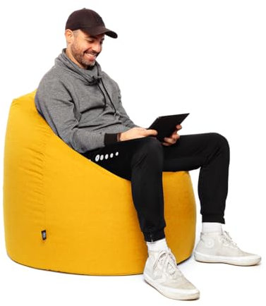 PATCH HOME XXXL Sitzsack Tropfenform – Gelb – Indoor & Outdoor Beanbag mit Styroporfüllung - Bereits Befüllt - Kinder & Erwachsene - 30 Farben & 3 Größen