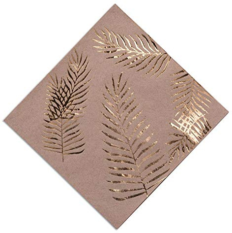 Générique 16 Serviettes Palmier Dorées 33 X 33 CM