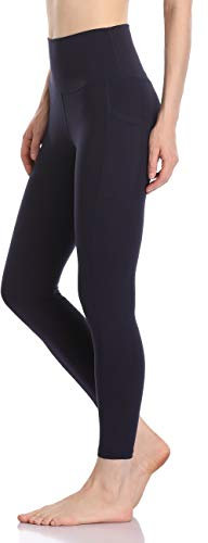 Colorfulkoala 7/8 Leggings Damen mit Taschen High Waist Sportleggings Blickdicht Scrunch Bauchweg Yogahose Sporthose, Dunkelblau, S