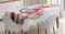 ABAKUHAUS Musik Tischdecke, Hinweise Rhythm Kunstwerk, Schmutzabweisend Pflegeleicht Waschbar Druck Mit Klaren Farben ohne Verblassen, 140 x 200 cm, Weiß Rot