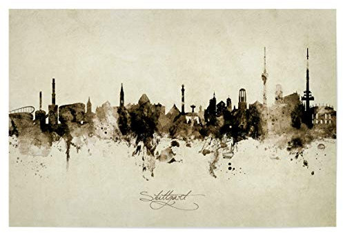 artboxONE Poster 30x20 cm Städte/Stuttgart Stuttgart Germany Skyline Sepia - Bild Stuttgart Deutschland Painting