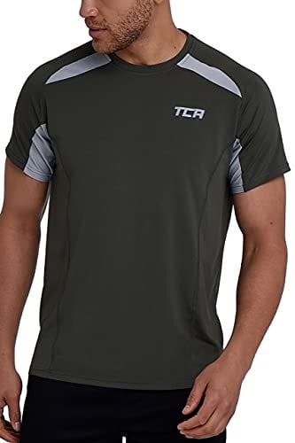 TCA Quick Dry T Shirt Gym Top for Men Short Sleeve Running Top Mens Gym Clothes Sports Active wear, Lightweight Breathable Moisture Wicking Clothing - Forest Night, M