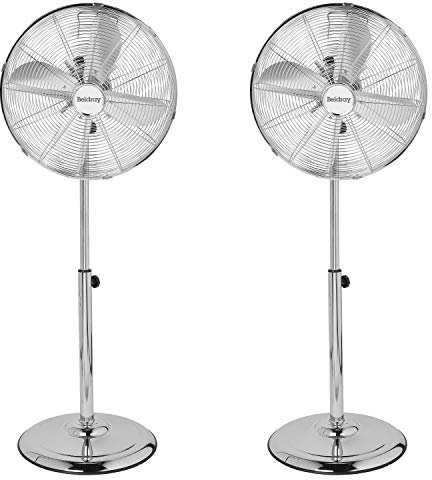 Beldray COMBO-5285 16 inch Pedestal Fan with Adjustable Height, Adjustable Tilting Head and 3 Speed Settings, 50 W, Chrome, Set of 2