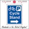 TR380 Cycle Stand Right Arrow Sign Parking Bike Bicycle Chain Rack Carrier 300mm x 400mm Sticker/Sav - White Background