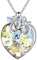 AOBOCO Halskette Damen Kristall Herz Kette AnhäNger 925 Sterling Silber Ketten Necklace Schmuck Geschenke für Frauen Freundin Mama