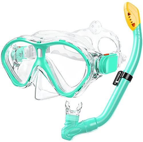 Gintenco Schnorchelset Kinder, Taucherbrille Kinder mit Schnorchel Anti-Fog Panorama-Weitsicht, Anti-Leck schnorchelmaske,Tauchmaske für Schwimmen Schnorcheln 4-16 Jahre