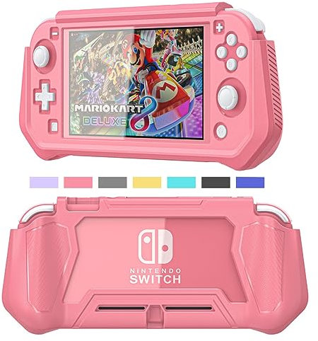 iNOTOGG Coque de protection d'écran compatible avec Nintendo Switch Lite avec poignée - Coque de protection détachable avec motif antichoc et anti-rayures pour Nintendo Switch Lite - Corail