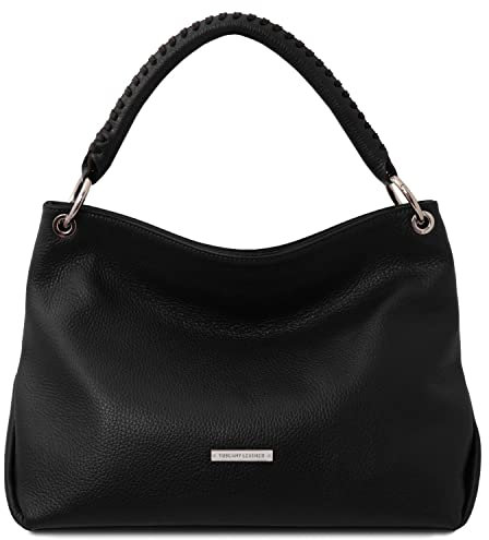 Tuscany Leather TLBag Schultertasche aus weichem Leder Schwarz