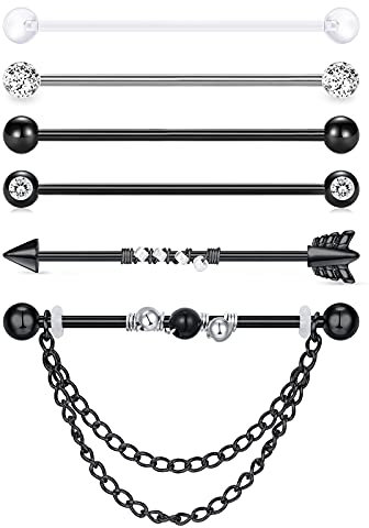 Funseedrr Surgical Steel Industrial Piercing Barbell 14Gauge 32mm 35mm 38mm Cartilage Ear Piercing Jewellery