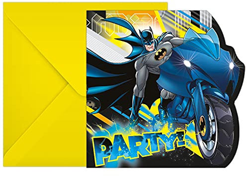 Procos 93358 - Einladungen und Umschläge, FSC® Mix, Motiv Batman, Kindergeburtstag