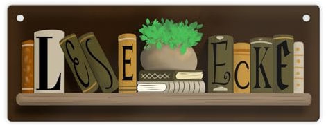 Leseecke Bücherregal Metallschild für alle Leseratten als Geschenkidee für Kinder die gerne lesen und andere Bücherwürmer oder deine geheime Lese-Ecke Romane Thriller
