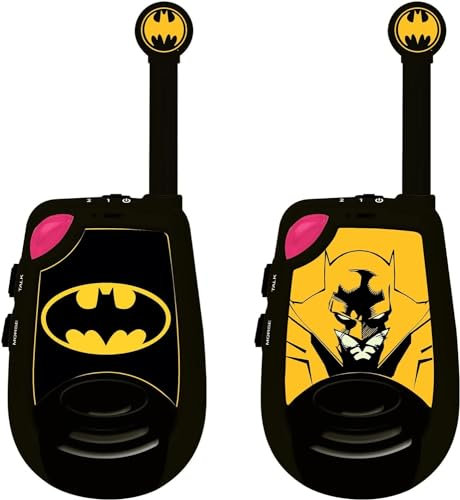 Lexibook, Batman, Walkie-Talkie Digitale, Raggio di Trasmissione di 2 km, Funzione Luce Morse, Clip da Cintura per Il Trasporto, Funzionamento a Batteria, Nero/Giallo, TW25BAT