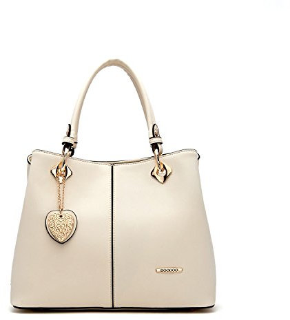 AINUOEY Damen Taschen Handtasche Frauen Elegant Tasche Henkeltasche Vintage PU-Leder 73501 1-teilig Set Beige