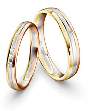 JC Trauringe Gold 333 Tricolor Paarpreis Poliert I Einzigartige Partnerringe Gelb-, Weiß-, & Rotgold mit Gravur in edler Schatulle I 2 Hochzeitsringe Damenringmit Steinen & Herrenring I ICT12