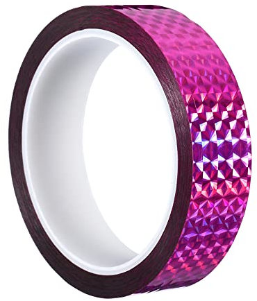 PATIKIL 25mm x 50m Prisma Nastro, Washi Tape Olografico Riflettente Auto Adesivo Nastro Decorativo per Fai da Te Arte Artigianato Avvolgimento Decorazione, Rosa Rosso
