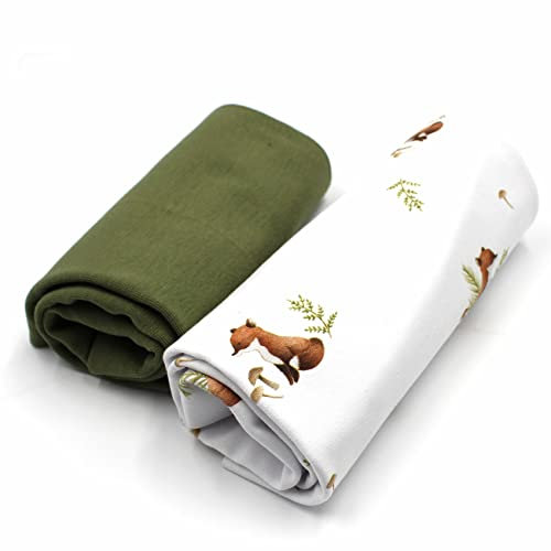 Stoffpaket 0,5m Jersey + 0,5m Bündchenstoff zum Nähen von Kinderkleidung Kinderstoff Jerseystoff (Füchse + Pickle Set 63)