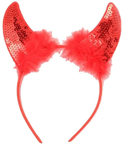 Rote Pailletten Teufelshörner Stirnband Halloween Thema Party Verkleidung Haarband Haarschmuck