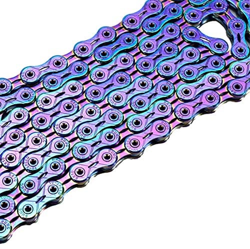 BATLAM Fahrradketten 9/10/11/12-fach Hohle Mountainbike-Kette Hochfestes Fahrrad-Umwerfer-Kettenzubehör für die meisten Fahrräder (Color : Rainbow, Size : 9S) (Rainbow 9S)