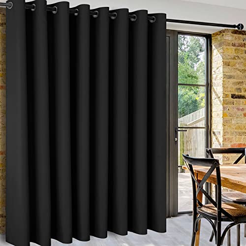 DWCN Extra Breite Verdunklungsvorhänge Schwarz,H274xB457cm,Raumtrenner Hängend Raumteiler Gardinen Thermovorhang Gardinen Schallschutz Sichtschutzvorhänge für Büro,Schlafzimmer,Wohnzimmer,1 Stück