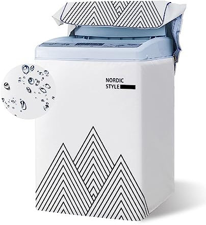 Odot Funda Lavadora de Carga Superior Funda, Lavadora Exterior Impermeable con Cremallera para Lavadora y Secadora de Carga Superior (Blanco,XL Capacidad 8,5-12kg)
