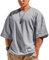 Muscle Alive Herren Basic Kurzarm Waffel Sweatshirt Lockere Trainieren Zur Seite Fahren Rundhalsausschnitt Shirt Grau XL