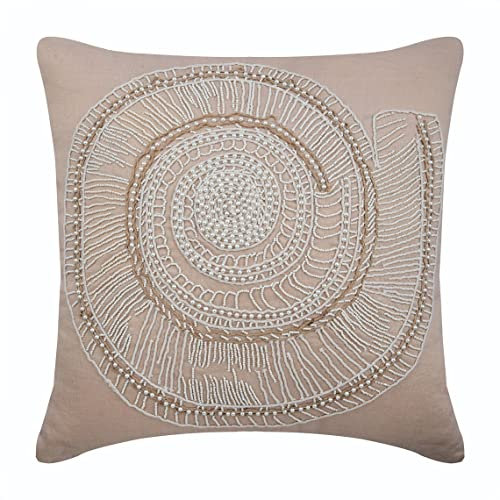 The HomeCentric Beige Kissenbezuge Perlen Und Jute Schnecke Sea Creatures Ozean Und Strand Thema Kissenbezuge 2 Stück, 35x35 cm Baumwolle Leinen Kissen Abdeckungen Fur Couch Zeitgenossisch- Lazy Snail