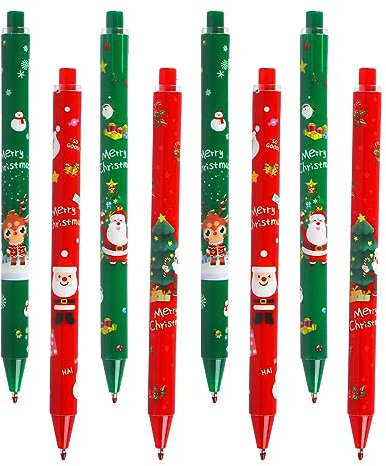 Gukasxi 24 penne a sfera retrattili con inchiostro gel natalizio, inchiostro nero, 0,5 mm, penne gel nere per studenti, bambini, regali di Natale, riempitivi per sacchetti