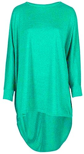 Tease Women Plain Oversized Long Sleeve Batwing Dip Hem Baggy Ladies Loose Top Plus (20, Jade Green)
