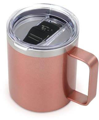 Volhoply Tasse à café isotherme en acier inoxydable de 414 ml avec couvercle anti-fuite, tasse à café de voyage à double paroi sous vide avec poignée, gobelet réutilisable pour garder au chaud, cadeau