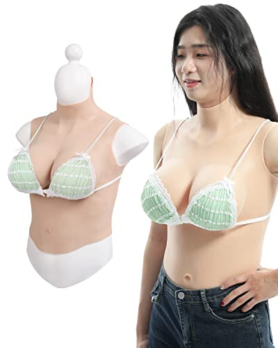 Peikey Silicone Breastplate Half Body Breast Forms with Bra | Breast Plates for Crossdressers Drag Queen Mastectomy