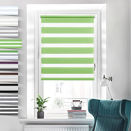 Doppelrollo Klemmfix ohne Bohren Rollos für Fenster ohne Bohren Grün 45x110cm-Stoffbreite 41cm Klemmrollos Fenster Rollo innen ohne Bohren Lichtdurchlässig