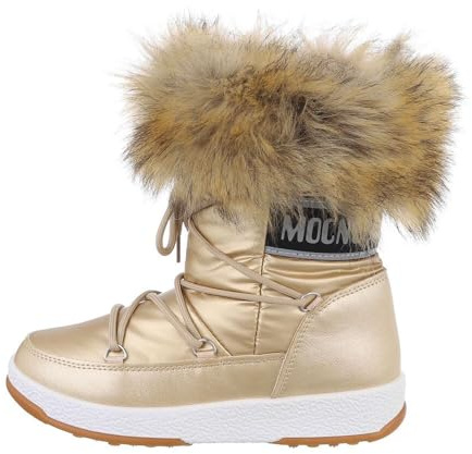 Ital Design Damen Stiefeletten mit Schnürung und flacher Sohle, runde Spitze