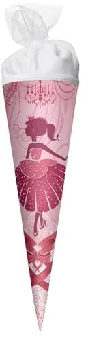 ROTH Schultüte klein Ballerina 50 cm - rund, Tüllverschluss - Zuckertüte, Ballerina, Tänzerin, Schulanfang